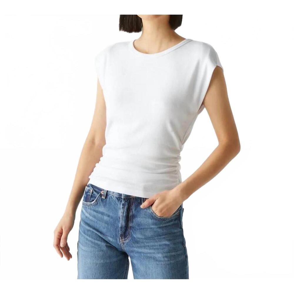 NEW MICHAEL STARS joni crew neck top in white